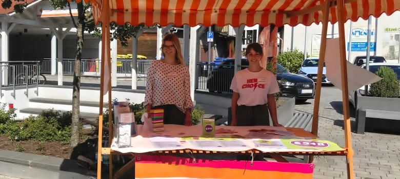 Stand von Pro Familia in der Wehrheimer Mitte am 09.09.2021