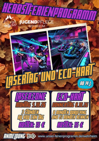 Dynamic Youth Poster with Laser Tag and Eco-Kart Themes - 1