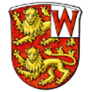 Auf dem Wehrheimer Wappen ist ein "W" zu sehen und 2 Löwen.