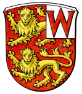 Auf dem Wehrheimer Wappen ist ein "W" zu sehen und 2 Löwen.