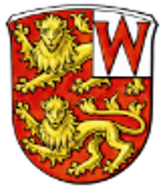 Wappen der Gemeinde Wehrheim Auf dem Wehrheimer Wappen ist ein "W" zu sehen und 2 Löwen.